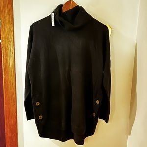 NWT Madewell Crestland Side-Button Turtleneck Tunic Sweater / SMALL / TRUE BLACK